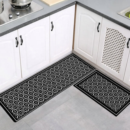 Monochrome Geometric Pattern Kitchen Mat - Wnkrs