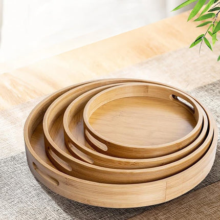 Solid Wood Round Serving Tray with Handles - Wnkrs