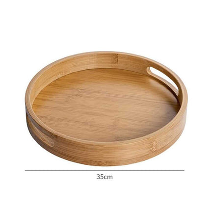 Solid Wood Round Serving Tray with Handles - Wnkrs