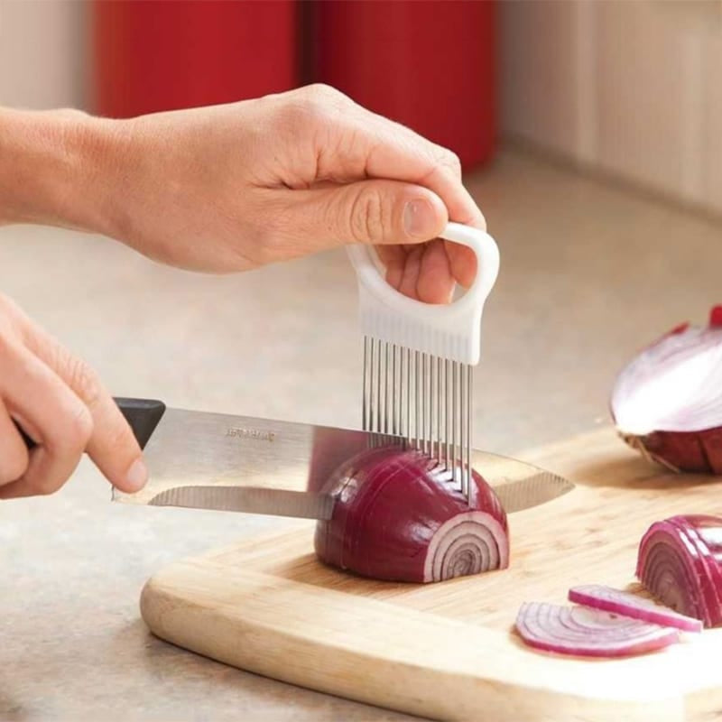 Handy Stainless Steel Vegetable Holder for Slicing