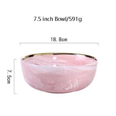 Pink Marbe Designed Porcelain Dinner Plates - Wnkrs