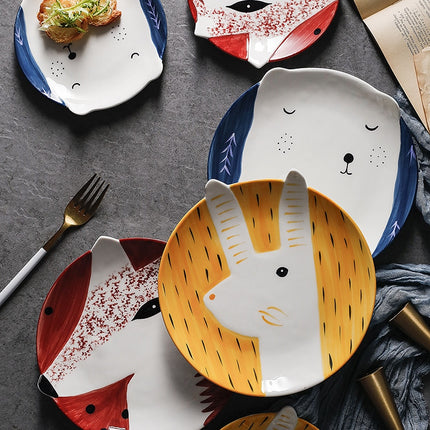 Cartoon Animal Patterned Ceramic Plate - Wnkrs