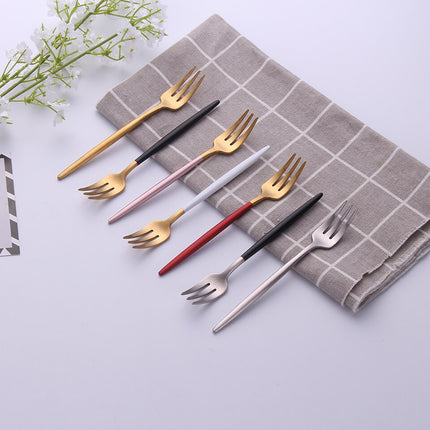 304 Stainless Steel Fork with Colorful Short Handle - wnkrs