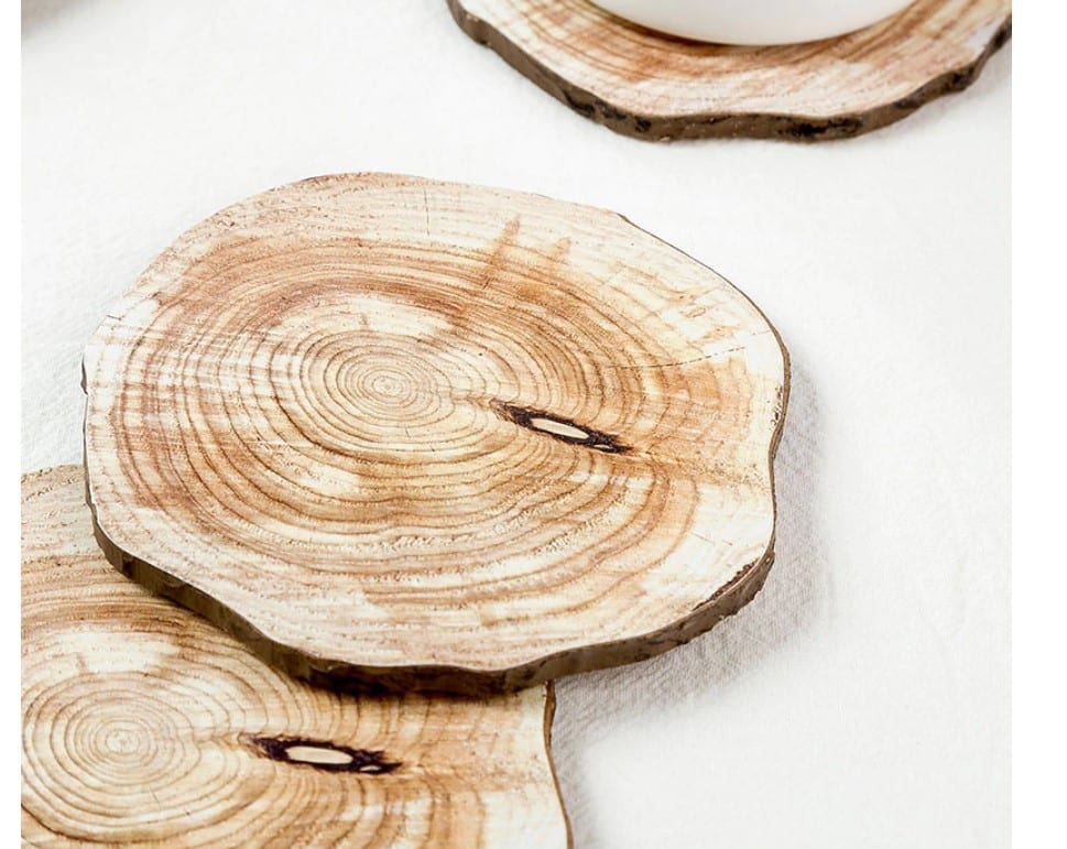 Wood-Look Cup Coaster 6 Pcs Set