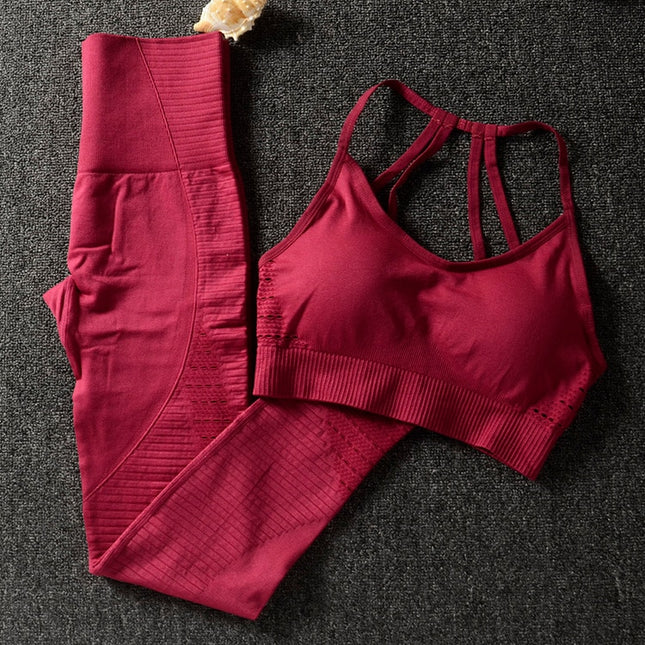 Women's Solid Color Sports Bra and Leggings Set - Wnkrs
