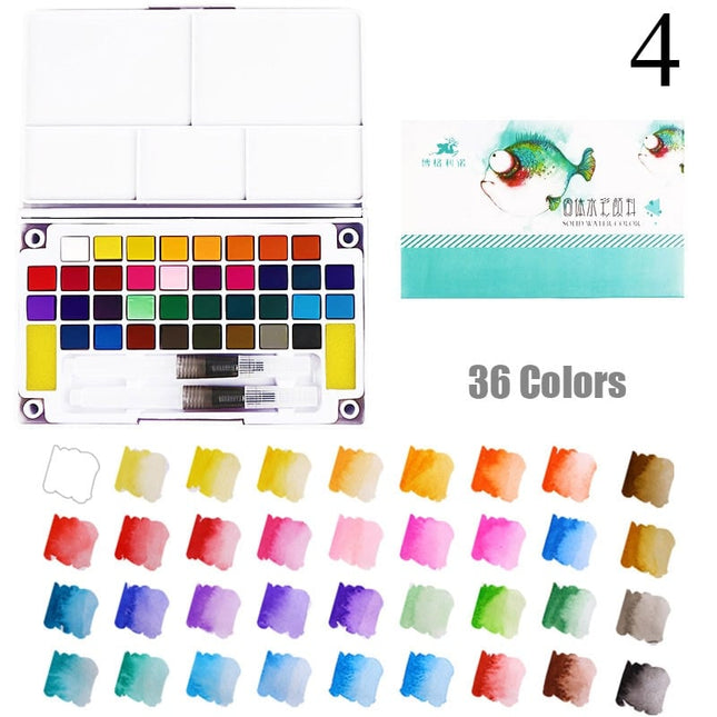 12-36 Colors Watercolor Paints Set with Water Color Brush - wnkrs