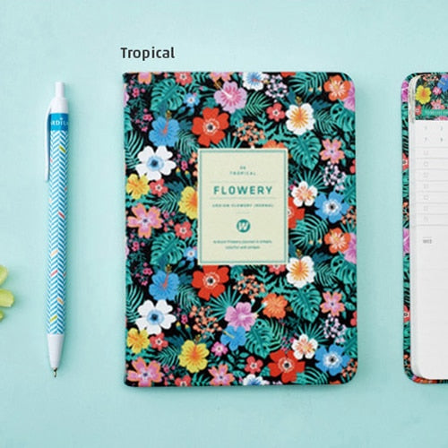 Diaries with Floral Patterned Faux Leather Cover