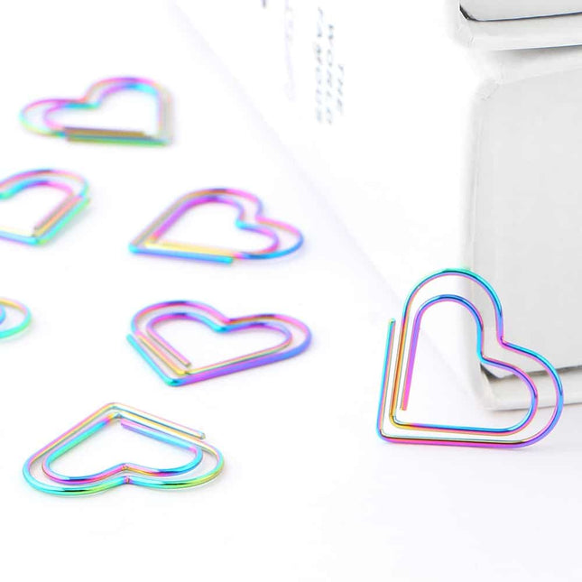 Rainbow Heart Shaped Binder Clips 12 Pcs Set - wnkrs