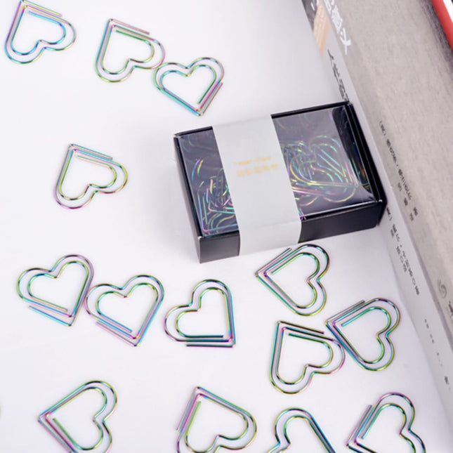 Rainbow Heart Shaped Paper Clips - wnkrs