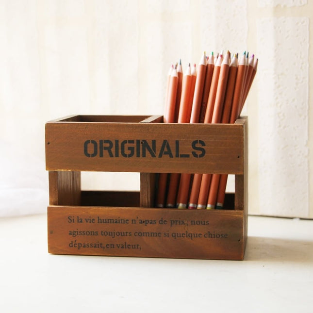 Retro Wooden Desktop Pen Box - wnkrs