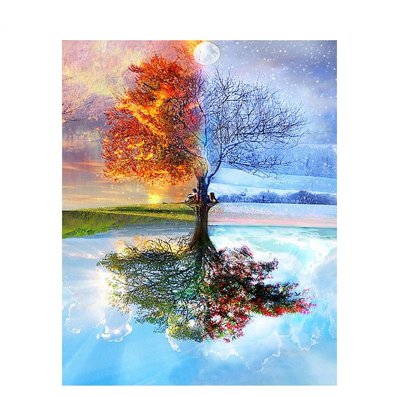 DIY Four Seasons Tree Painting by Numbers