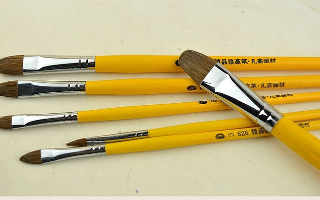 Yellow Design Weasel Hair Brush 6 Pcs Set - wnkrs