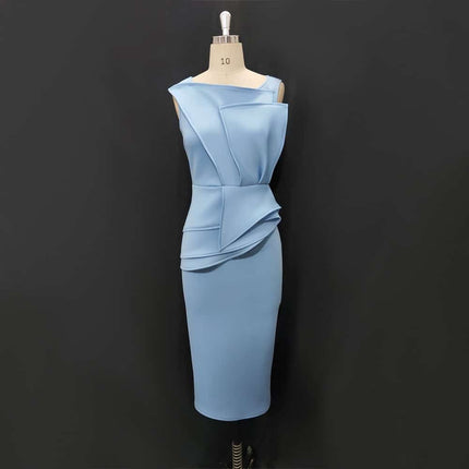 Women's Blue Sleeveless Midi Dress - Wnkrs