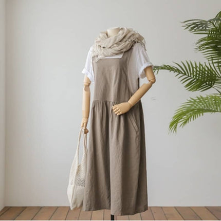 Women's Cotton Sleeveless Dress with Pockets - Wnkrs
