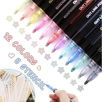 Fluorescent Metallic Drawing Markers Set - Wnkrs