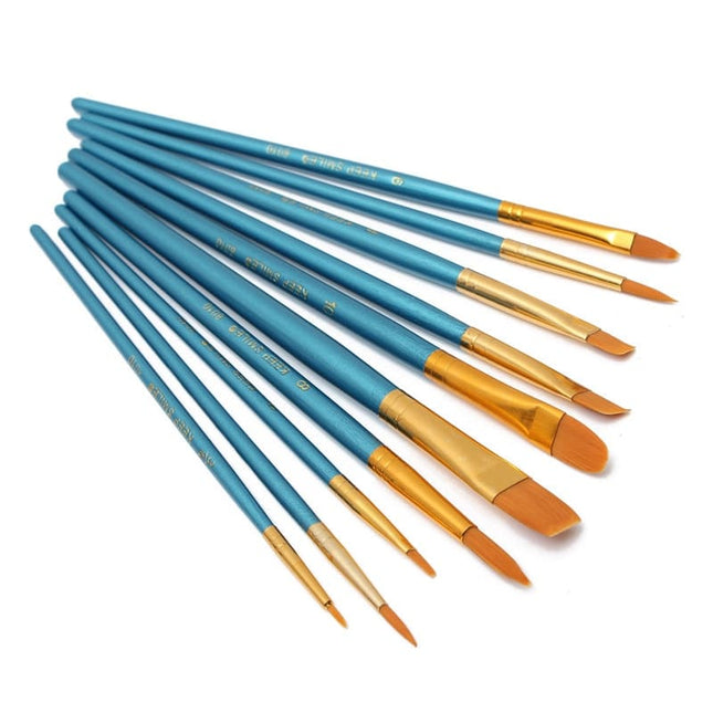 Blue and Gold Designed Paint Brushes 4/10 Pcs Set - Wnkrs