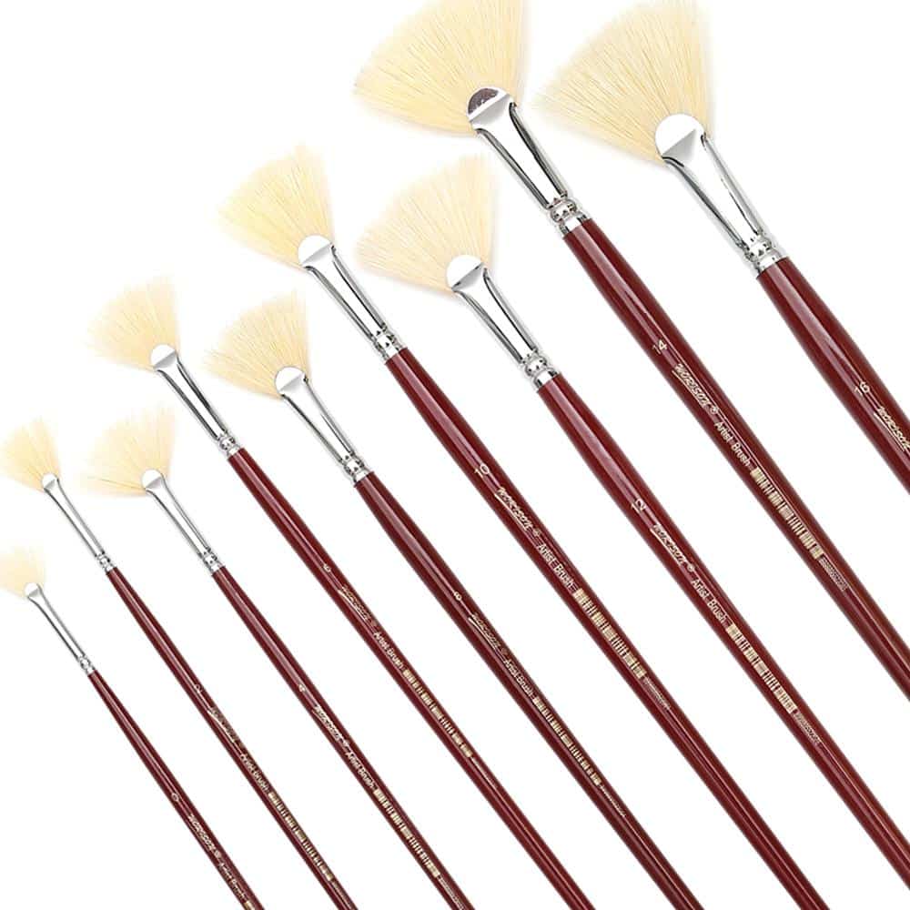 Bristles Long Fan Paint Brushes