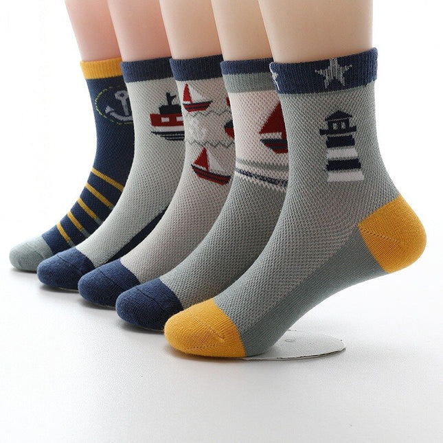 Boy's Sailor Socks 5 Pairs Set - Wnkrs
