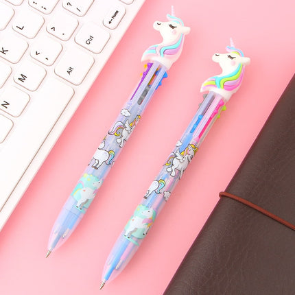 6 Colors Cute Unicorn Cartoon Ballpoint Pen Set 2 Pcs - wnkrs
