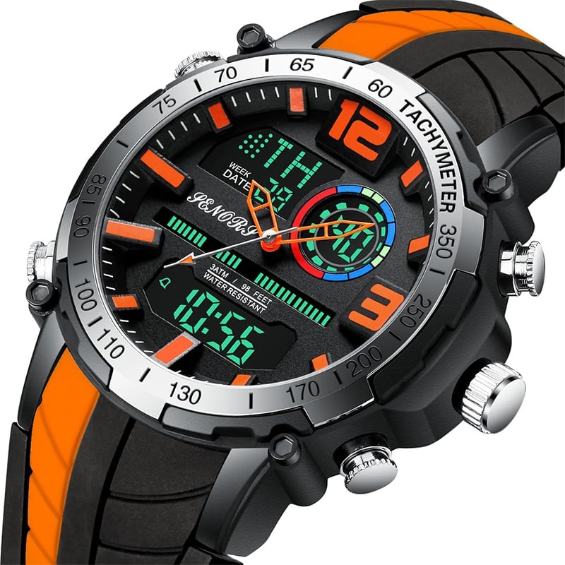 Men's Striped Silicone Strap Sports Watch