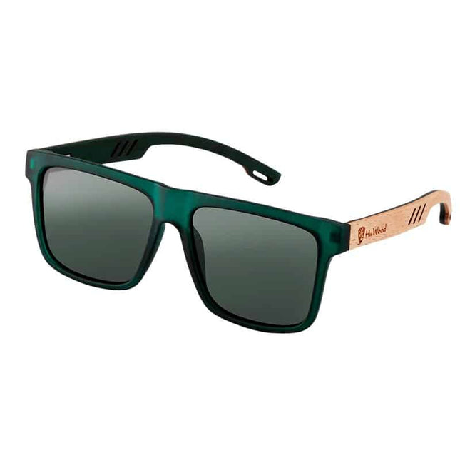 Men's Polarized Square Sunglass with Wooden Temples - wnkrs