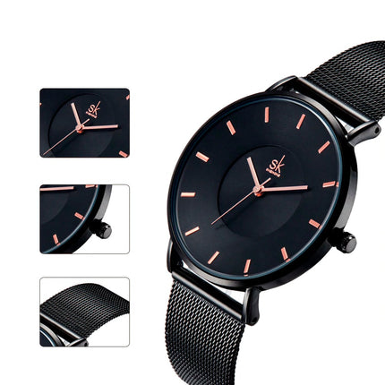 Ultra Thin Wristwatches for Women with Metal Mesh Strap - wnkrs