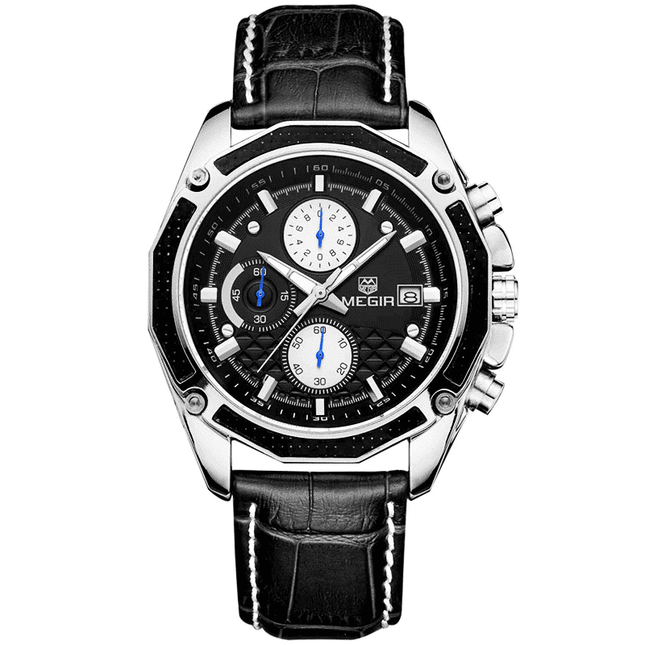 Quartz Wristwatches for Men with Leather Strap and Chronograph - wnkrs