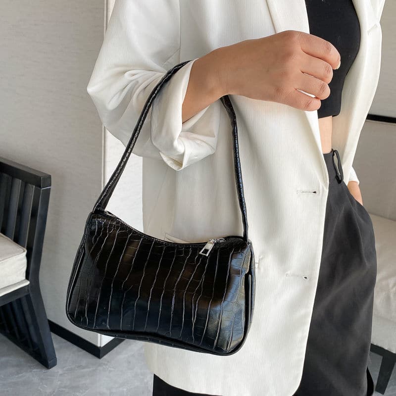 Crocodile Patterned Ladies Baguette Handbag for Women