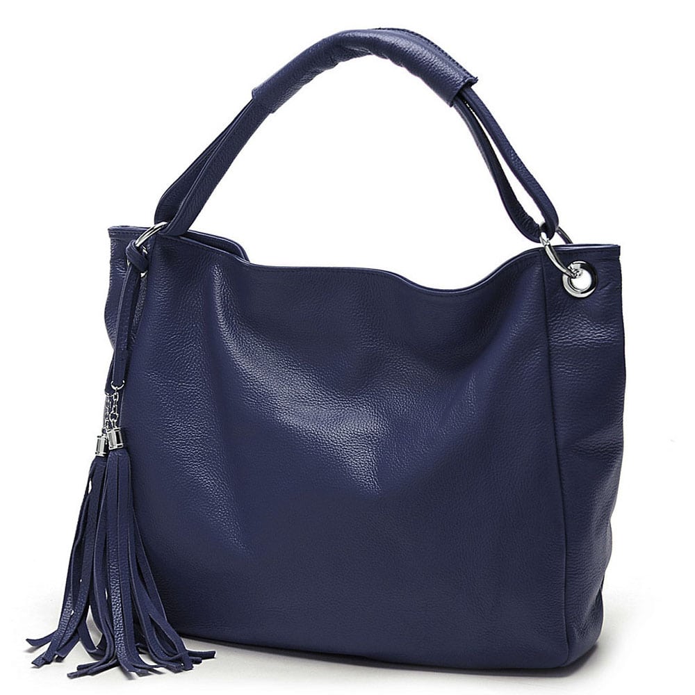 Soft Genuine Leather Tassel Tote Bag