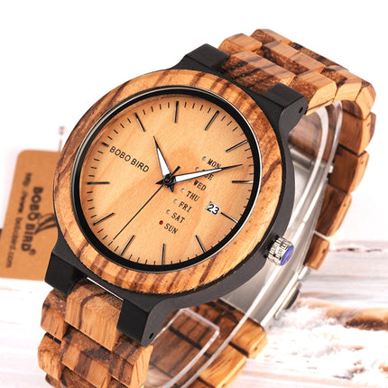 Men's Wooden Quartz Watch with Week Display - wnkrs