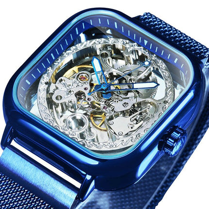 Men's Carved Hollow Mechanical Watch with Magnet Strap - wnkrs