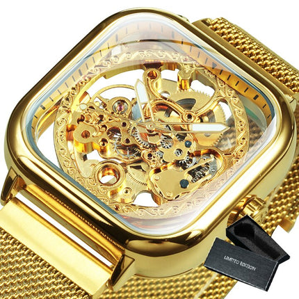 Men's Carved Hollow Mechanical Watch with Magnet Strap - wnkrs