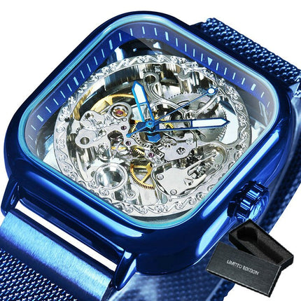 Men's Carved Hollow Mechanical Watch with Magnet Strap - wnkrs