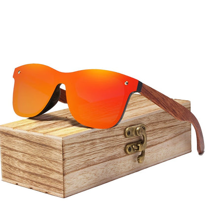 Men's Wooden Frame Rimless Polarized Sunglasses - wnkrs