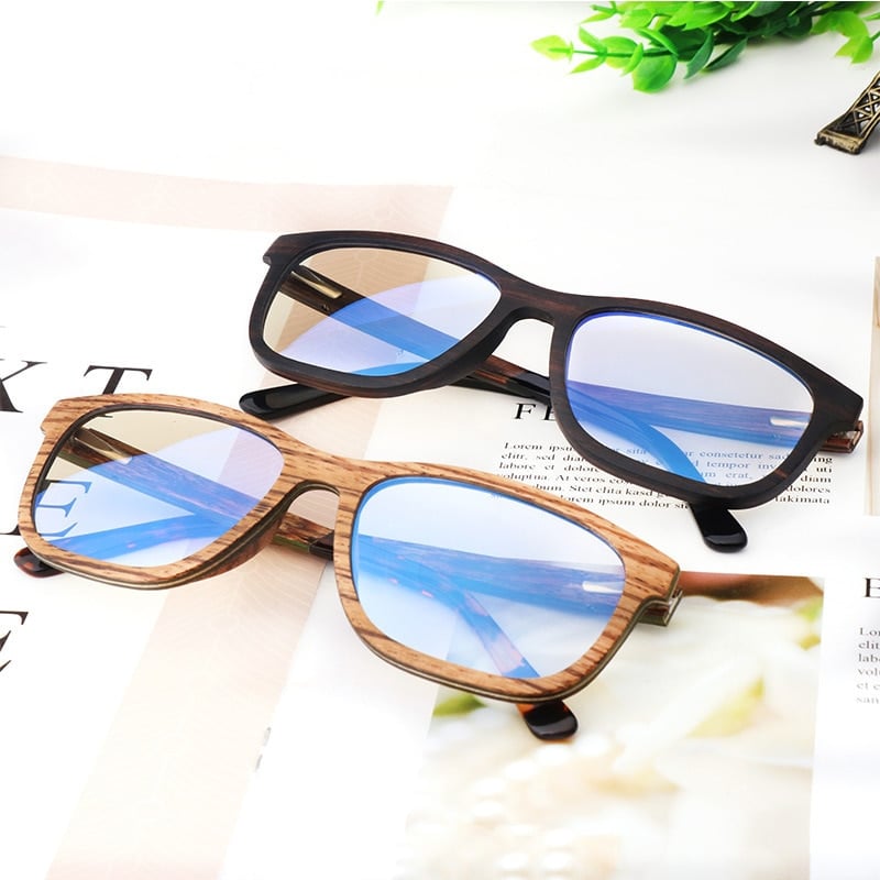 Unisex Anti-Blue Light Wooden Frame Eyeglasses
