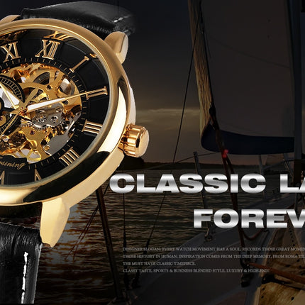 3D Leather Mechanical Automatic Skeleton Watches for Men - wnkrs