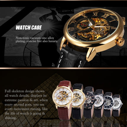 3D Leather Mechanical Automatic Skeleton Watches for Men - wnkrs