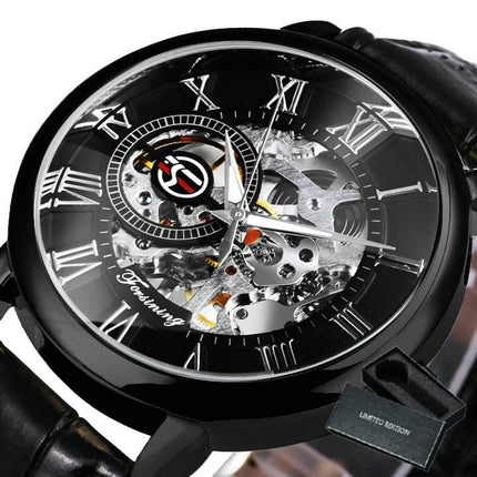 3D Leather Mechanical Automatic Skeleton Watches for Men - wnkrs