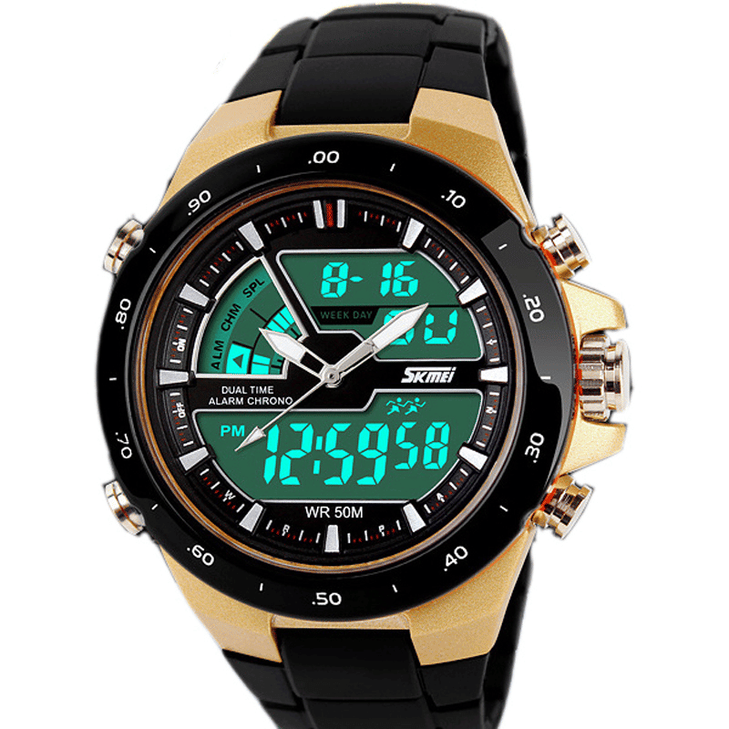 Waterproof Sports Wristwatches with Dual Display