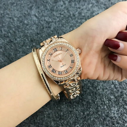 Women's Wristwatches with Roman Numerals and Rhinestone Decor - wnkrs