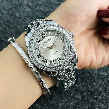 Women's Wristwatches with Roman Numerals and Rhinestone Decor - wnkrs