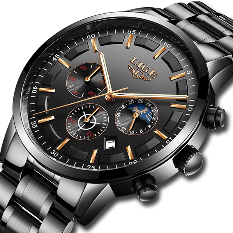 Business Styled Quartz Watches for Men with Stainless Steel Strap