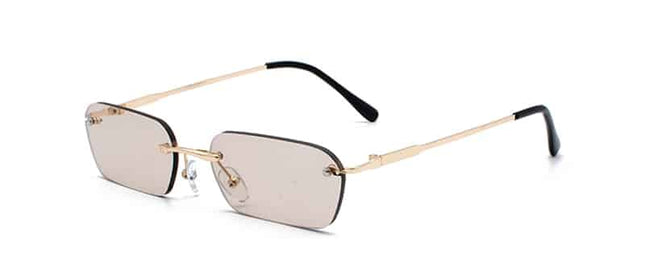 Women's Rectangle Design Rimless Sunglasses - wnkrs