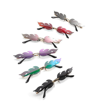 Women's Flame Shaped Rimless Sunglasses - wnkrs