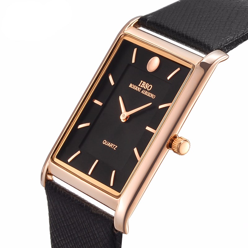Plain Rectangular Quartz Watch with Wide Strap