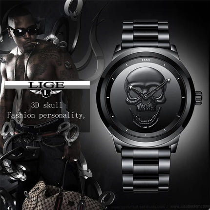 Men's Stainless Steel Skull Watch - wnkrs