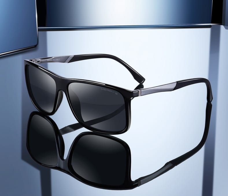 Square-Front Sunglasses with Slim Side Accents