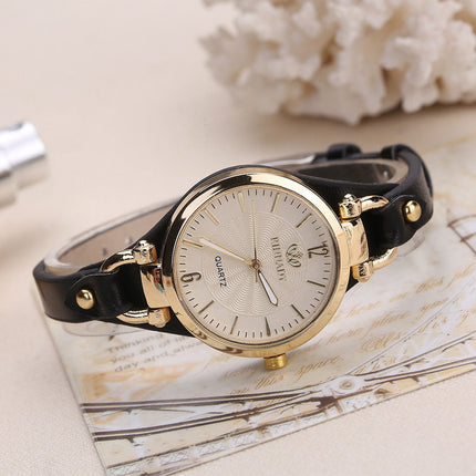 Women's Stylish Wristwatch with Thin Leather Band - wnkrs