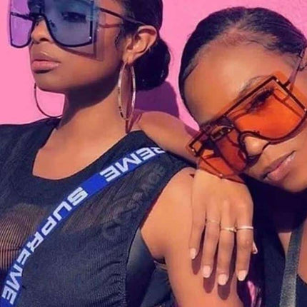 Women's Oversized Rimless Metal Female Sunglasses - wnkrs