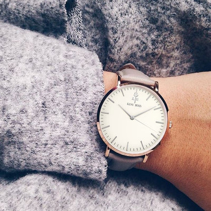 Women's Round Leather Wrist Watches - wnkrs